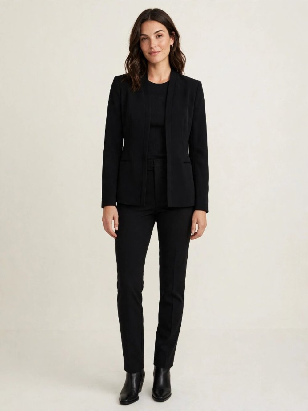 THEORY Black Open-Front Blazer | Collarless Tailored Jacket | Women 8